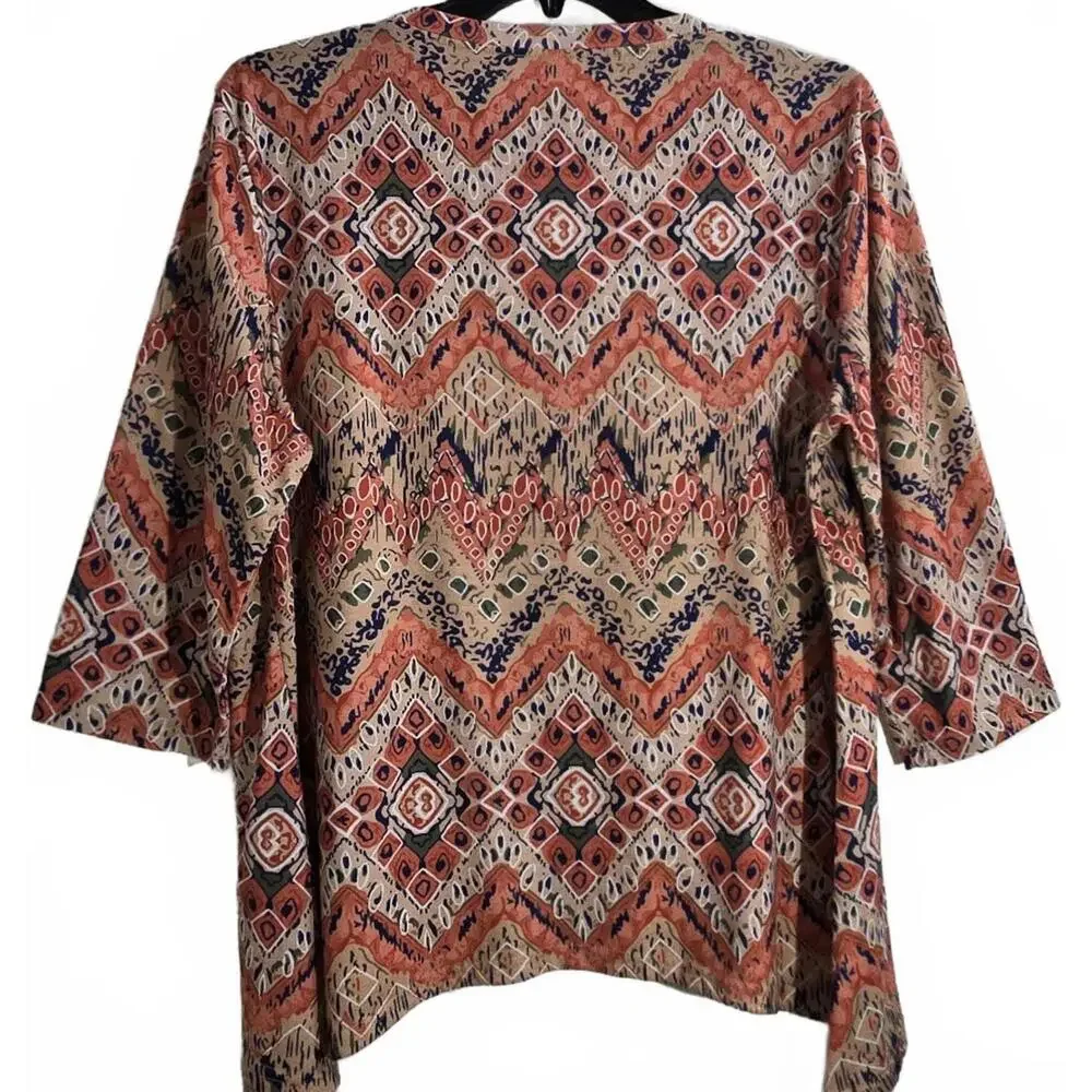 Lomon Women's Long Sleeve Geometric Pattern Top Size 2XL - Picture 2 of 6